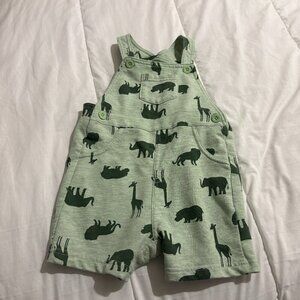 Dinosaur Print Short Overalls 18-24 Months Green Summer Spring Little Me